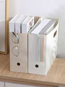 Vertical File Holder,Multi-Color Available, Foldable Thick Waterproof Paper Document Organizer Bin With Handle, Space Saving A4 Magazine Storage Rack For Office Desk Student Study Home - Multicolor - View 2
