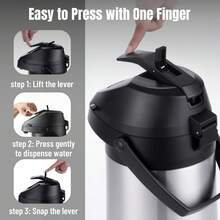 Bình pha cà phê có bơm, bình giữ nhiệt cà phê bằng thép không gỉ 64/135oz, bình giữ nhiệt chân không có bơm, bình đựng đồ uống bằng thép không gỉ cách nhiệt hai lớp có cần gạt để lấy nước nóng/lạnh. - 2L trở lên - Xem 5
