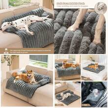 Cobija de Perro para Sofá Dog Calming Bed Manta Mullida Protector de Mueble con Funda Lavable Extraíble y Base Antideslizante para Perros y Gatos -M - Gris Oscuro - Ver 1