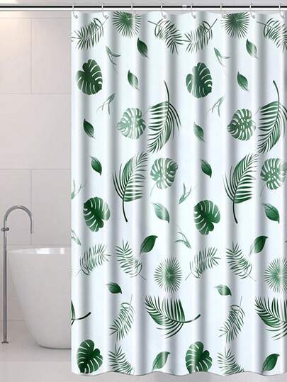 1 pièce Rideau de douche imperméable à motif de feuilles tropicales, décoration de salle de bain, décoration d'automne, accessoires de salle de bain, rentrée scolaire