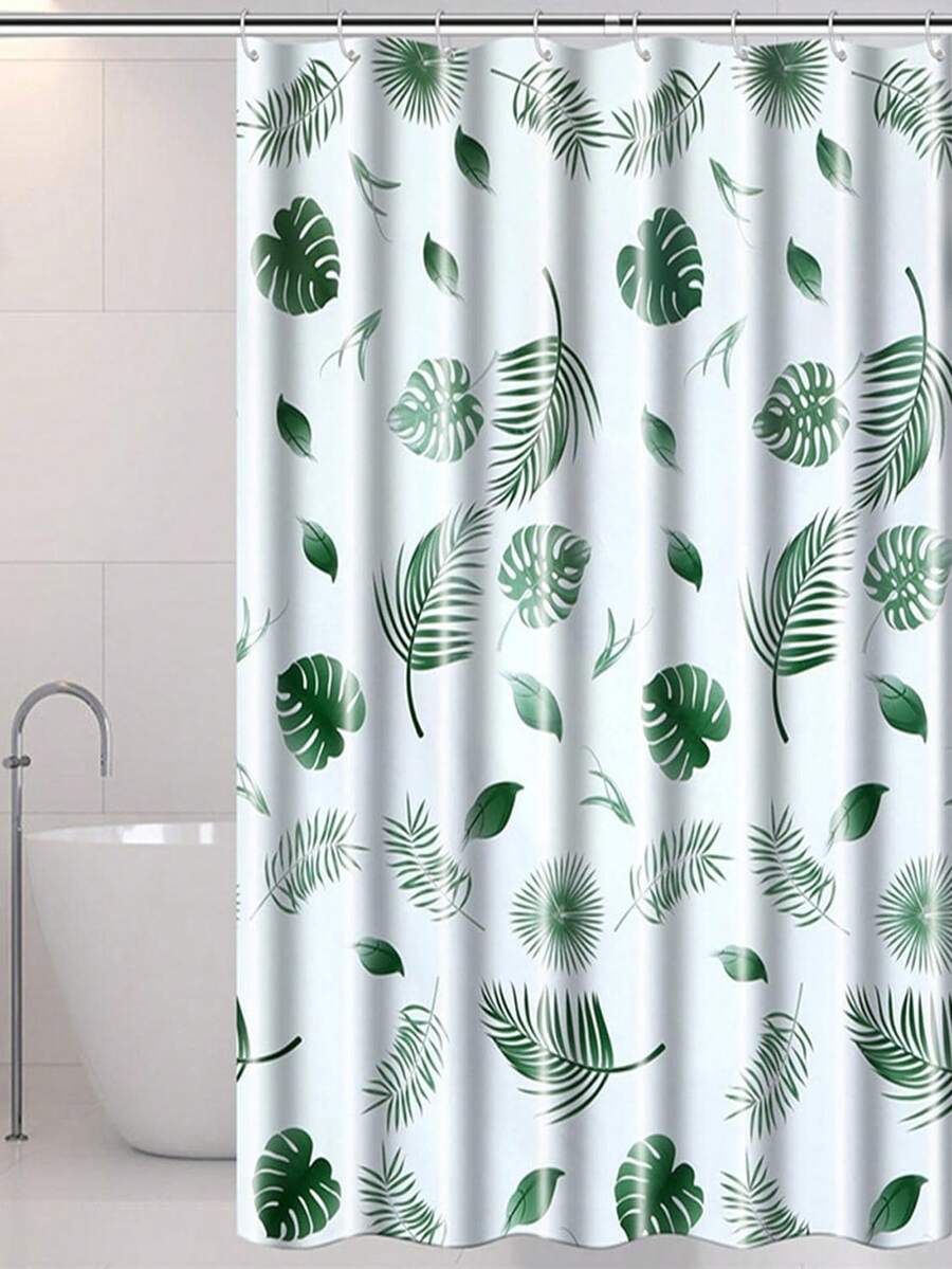 1pc Tropical Leaf Pattern Waterproof Shower Curtain Home Bathroom Decor Fall Decor Bathroom Accessories Back To School