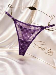 1 pieza Juego de bragas de encaje sexy rojas para mujer con personalización de letras en inglés y personalización de monograma aleatorio. Estos son regalos personalizados - Morado - Ver 2