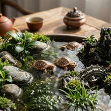 5-Piece Realistic Floating Resin Turtle Ornaments, Mini Aquarium Decor For Fish Tank, Bonsai, Fairy Garden, Courtyard & Desktop Decoration - Brown - View 3
