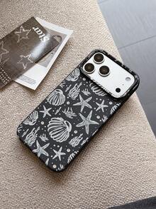 1 pieza Funda de teléfono de silicona suave con amortiguación líquida, con diseño de verano creativo y de moda con conchas marinas, estrellas de mar y lunares de coral, compatible con Apple 11/12/13/14/14Plus/15/15Plus/16/16Plus/7/8Plus/17/17Pro - Multicolor - Ver 3