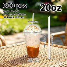 300 Packs 12oz/16oz/20oz Transparent Party Cups With Round Tops And Straws, Sturdy Leak-Proof Ice Coffee Cups With Lids, Suitable For Cold Drinks, Smoothies, Milkshakes, Plastic Party Cups, Suitable For Easter Parties, Outdoor Camping, Weddings. - 查看 11