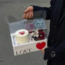 1pc Flower Cake Gift Box, Viral Gift Box, Valentine's Day Fruit Flower Box, Transparent Portable Flower Packaging Box - Gift Box - View 11