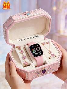 6/1pc Girls Elegant Fashion Casual LED Digital Display Electronic Watch, Paired With Heart-Shaped Crystal Necklace Bracelet Ring Earring Jewelry Set, Suitable For Girls To Wear On Graduation Parties, Campus Events, Family Celebrations, Parties, Travels, Birthdays/Holidays, Graduation Gifts, Mother's Day Gifts (Screen With Protective Film) - Multicolor - View 13