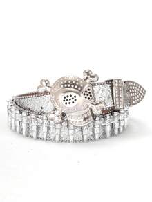 1pc Men's Multicolor Skull Shape Bullet Buckle Street Fashion Punk Hip-Hop Leather Belt - Multicolor - View 38