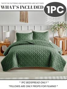 1pc Quilted Lightweight Summer Quilt, Comfortable & Breathable, Soft & Skin-Friendly Bedding, Air Conditioning Quilt, Suitable For All Sizes, Portable For Bedroom & Dorm, Machine Washable, Spring/Summer New Arrival, Ideal Holiday Gift - Green - View 2