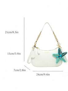 Bolsa Meia-Lua Mini de Couro PU Branco, Bolsa Transversal Chique para Fim de Semana, Encontros para Tomar Café e Passeios pela Cidade para Mulheres Trabalhadoras e Adolescentes - Branco - Visão 2