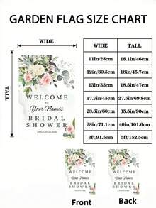 Customizable Wedding Party Pink Rose & Green Leaf Pattern Garden Flag, With "Welcome To The Wedding Party" Text, Can Add Custom Name And Date - Multicolor - View 4