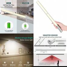 Led Under Cabinet Lighting Battery Operated Lights T402 Closet Light Motion Activated Rechargeable Large 4000 mah Build-in Battery Powered Lights Under Counter Lights for Kitchen Stick on Lights - Blanco neutro de 4000K - Ver 1