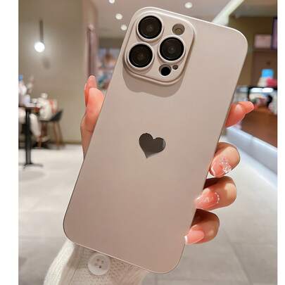 0.8毫米超薄PC涂漆皮革浅粉色心形图案打孔防尘镜头保护壳，适用于17系列