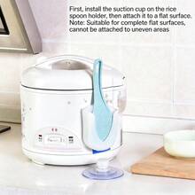 Soporte para cuchara de arrocera con ventosa, adecuado para arroceras, almacenamiento de cucharas, fácil instalación en el mostrador, diseño compacto, ideal para cocinas pequeñas - Multicolor - Ver 8