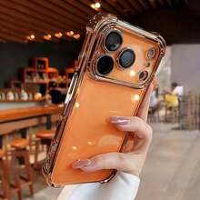 17 Pro Max、17、16、15、14、13、12、11 Pro Max Plus高級透明素材を使用スマホケース、電気メッキソフトフレーム、ハードアクリルバック、耐衝撃性ガラスレンズ保護付きき - ピンク - チェックする 3