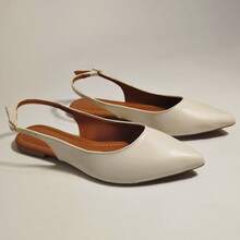 Women's Slingback With Pointed Toe And Classic Buckle By Dona Alice. Comfortable, Lightweight, And Soft. Sizes 33 To 40. - Off-white - View 3