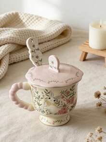 1 Set Cute Rabbit Coffee Cup & Saucer Set - Vintage Ceramic, Suitable For Afternoon Tea, Also Perfect For Parties, Thanksgiving, And Back To School Season - Rabbit In the Flowers Coffee Cup and Saucer - View 14