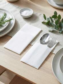 10/15pcs Disposable White Cutlery Bags With Cutlery Pocket, Elegant Disposable Paper Napkin Bags For Wedding, Birthday, Baby Shower, Anniversary, Bridal Party, Graduation, Holiday Party, Party Supplies, Home Decor, Tabletop Decoration, Kitchen & Dining Accessories - Pure White - View 4