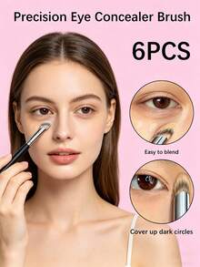 6pcs/3pcs Precise Eye Makeup Brushes, Dark Circle Concealer Brush, Dense Nylon Bristles, Soft & Skin-Friendly, Easy To Blend Foundation, Ideal For Daily Eye Makeup, Best For Makeup Beginners, Also Suitable For Contour, Highlighter, And Powder Brushes - Multicolor - View 3