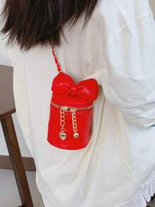 1个儿童/青少年迷你单肩包，PU材质，时尚口红图案，拉链封口，适合所有季节 - 彩色 - 查看 11