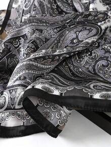 1pc Women's Elegant Paisley Print Scarf, 70*70cm Satin Bandana Headscarf Shawl, Bohemian Style Suitable For Everyday Wear A9FZ HTYO - 黑色 - 查看 6