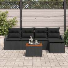 vidaXL Gartensofa-Set Mit Speicher 6 Pcs Schwarz Poly-Rattan - Schwarz - Übersicht 3