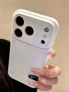 Custodia per telefono di lusso e lucida, di colore unito, adatta per iPhone 17 Pro Max, 16, 15, 14 Pro Max, con ampia finestra per fotocamera, protezione anti-caduta - Bianco - Visualizzare 3