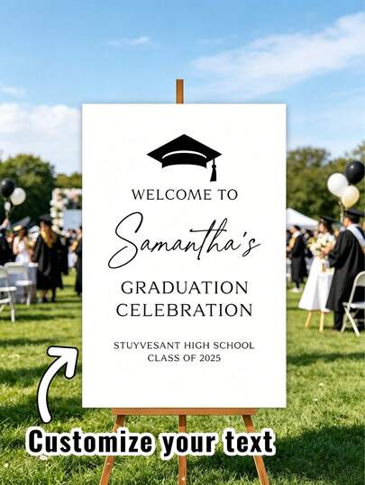 Biển hiệu chúc mừng tốt nghiệp cá nhân hóa, trang trí tiệc lễ hội, đạo cụ chụp ảnh, biểu ngữ chào mừng, biển hiệu lấp lánh màu bạc, phù hợp cho mùa tựu trường, đại học, trung học, tiểu học. Bảng trưng bày có thể tùy chỉnh tên, ngày tháng, văn bản, chúc mừng bạn đã làm được! Biểu ngữ tiệc tốt nghiệp.