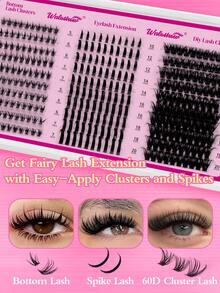 Waloshow 四合一假睫毛簇，200D/160D/120D/100D/80D/60D，长度6-20毫米，可重复使用尖头假睫毛，个性化浓密睫毛嫁接，卡通睫毛嫁接，仿貂毛睫毛嫁接，浓密睫毛 - DD - 查看 9
