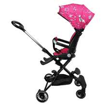 THE BABY SHOP Baby Stroller, 360° Rotating, Foldable, Reclining With Brakes - Pink - View 4