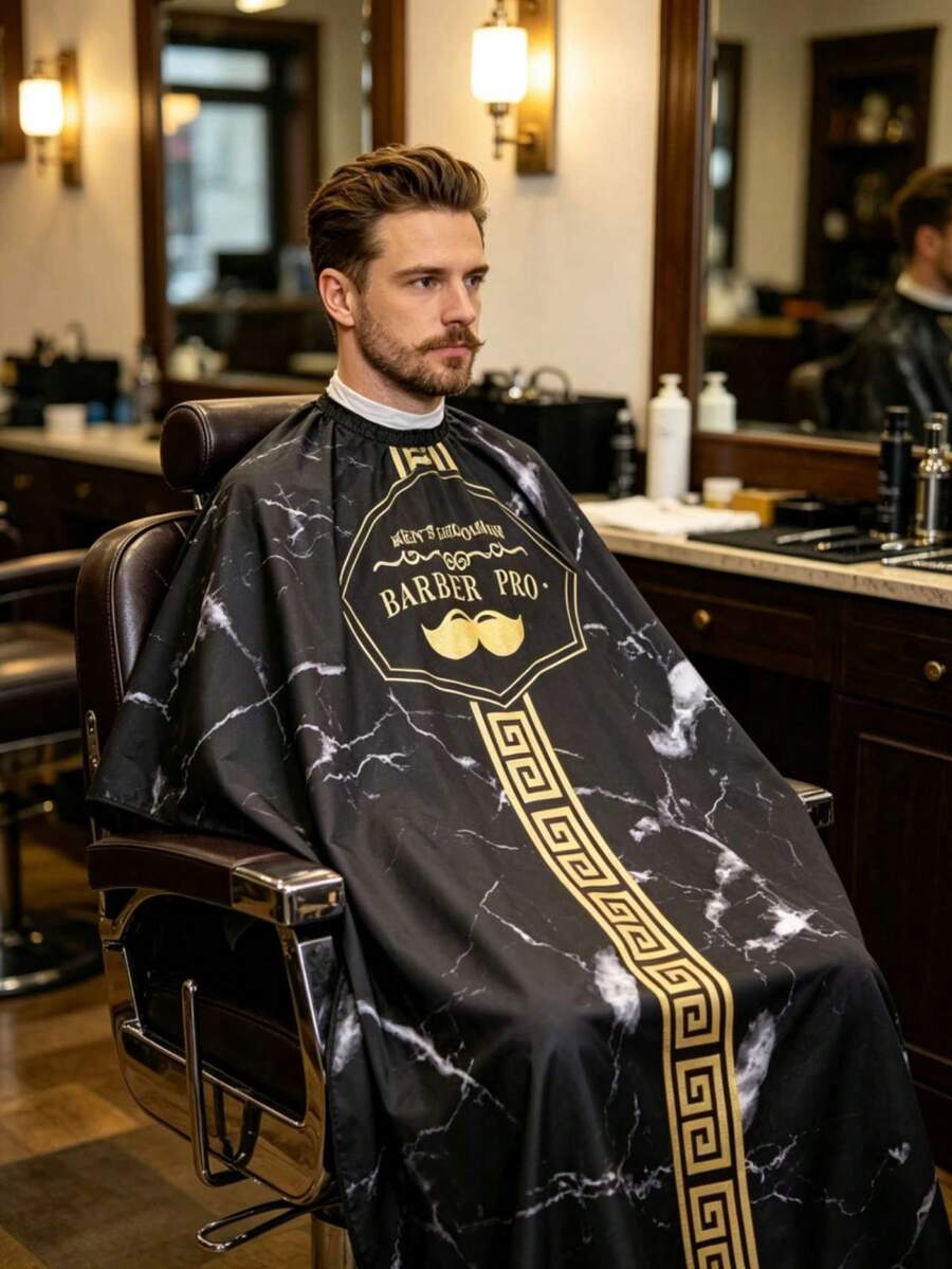 1 buah Celemek Tata Rambut Motif Kumis - Celemek Eksklusif Salon dengan Kancing Jepret dan Desain yang Dapat Diatur, Kain Poliester, Cocok untuk Tukang Cukur dan Penata Rambut, Alat Tata Rambut Penting, Produk dan Aksesori Rambut untuk Salon dan Perjalanan Kecantikan - MultiWarna - View 1