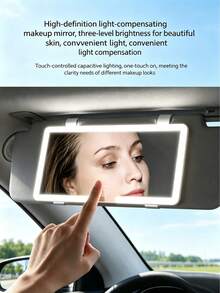 1个600mAh可充电LED车载遮阳板化妆镜，高清触控，三档亮度可调，USB快充，超薄夹式镜带补光灯，适用于轿车、SUV、卡车、通勤、旅行、露营，时尚美妆工具，送给女性、女孩的生日、情人节、母亲节、圣诞节、新年礼物 - 多色 - 查看 2