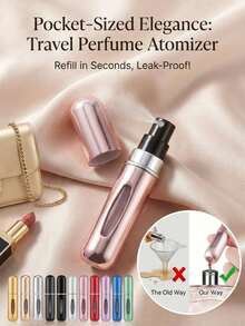 5/2/1pc 5ml Refillable Mini Portable Perfume Spray Bottle - Gold+Silver+Black+Pink+Purple - View 2