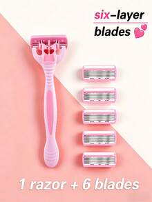 6-Layer Women's Shaving Razor, 6/12/18/24/36 Pcs Blades, Safety Razor For Women, Suitable For Intimate Areas, Armpits, Legs, Shaving Tool, Facial Care, Travel Essential - 1 Handle + 12 Blades - View 10