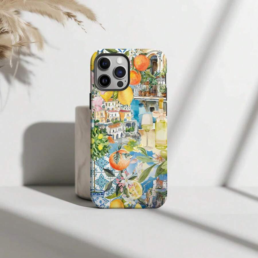 FL 2-In-1 Phone Case[24h Shipping From DE/FR/ES]Apple 17 16 15 Promax 23 24 25 Ultra GalaxyCoastal Phone Case: Italian Vintage Collage - Fits  11-17 - Two-in-one Frosted Texture - View 1