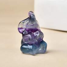 1pc Natural Quartz Crystal Carved Elephant Figurine, Desktop Decor, Gift Item, Crystal & Stone Material - Heading the Ball Elephant - View 19