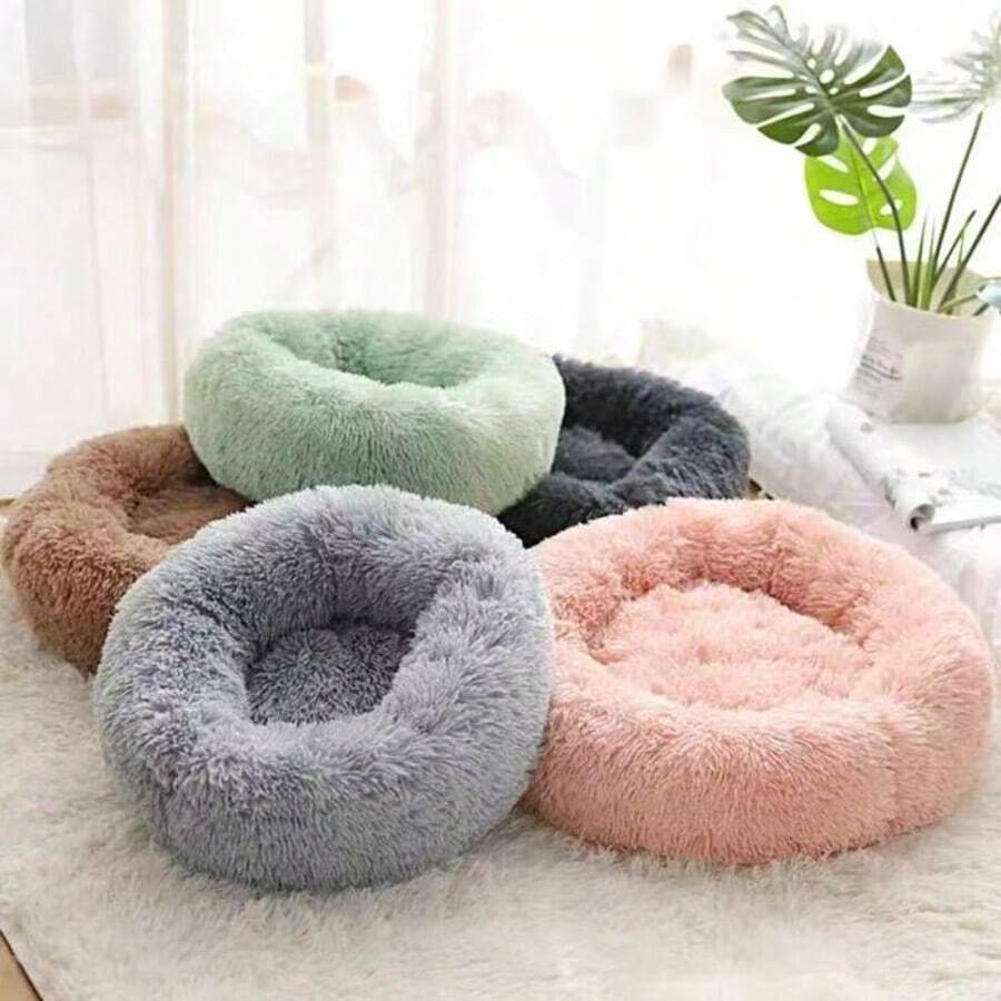 Giường ngủ hình bánh donut sang trọng bằng vải nhung, phù hợp cho chó và mèo cỡ nhỏ đến trung bình - Siêu mềm, có thể giặt được, hình tròn thoải mái với đáy chống trượt, lý tưởng cho mùa đông. - màu nâu - Xem 1