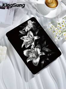 Kingsung 百合花纹平板电脑保护套。饰有蝴蝶结和花朵图案，兼容 iPad 9.7/10.2/10.5/10.9/12.9/Pro 11（第十代）、Air 8 (M4) 2026（11 英寸）、Air 6 (M4) 2036（13 英寸），兼容三星 Galaxy Tab S6 Lite 10.4 英寸，兼容 Kindle Paperwhite 第十二代 2024、Kindle 第十一代 2022，柔软防摔，智能支架/自动唤醒/睡眠功能。 - 彩色 - 查看 3