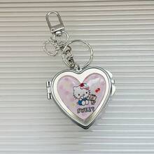 1个时尚可爱KT猫心形镜面钥匙扣，猫咪镜面钥匙扣，心形镜面钥匙扣，领结猫咪钥匙扣，便携式镜面钥匙扣，KT猫包挂饰，女孩背包配件，适用于包包、背包、车钥匙或手提包，非常适合旅行、日常使用和特殊场合，生日礼物，派对小礼物，汽车配件，耳机盒配件，学习配件，最佳礼物，可爱哥特/Y2K风格 - 多色 - 查看 14