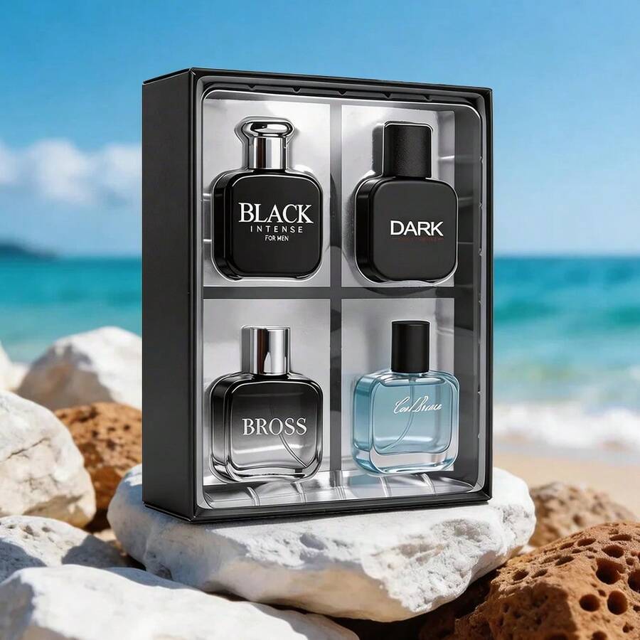Wish 4-Piece Set, Men's Eau De Toilette Spray Gift Box, Long Lasting Fragrance, 4 Different Flavor, Perfect For Holiday Gifts, Dating, Daily Life, Parties, 1 Fl Oz/Bottle - 4-Piece Set - 查看 1