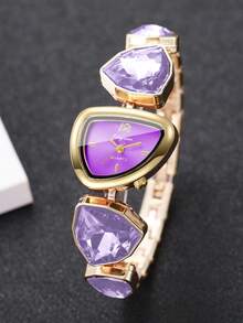 1pc Women's Fashion Personalized Creative Exquisite Elegant Quartz Bracelet Watch, Gift (Watch Box Not Included) - Purple - View 5