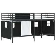 vidaXL Kinder Loft Bettgestell Mit Vorhängen Schwarz 90 X 200 Cm - Schwarz - Übersicht 10