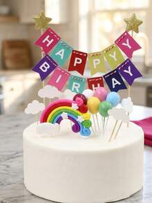 Custom Cake Banner Topper Plugin, Personalized Party Cake Decoration, Elegant Celebration Style, Customized Name Message Banner For Birthday Party, Wedding, Anniversary, Customizable Text Event Decor, Unique Gift Idea For Family, Friends, Holiday Celebration - Style a - View 6