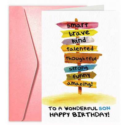 1pc Son's Birthday Card | Funny Birthday Card Mom, Dad, Parents' Gift To Adult Son