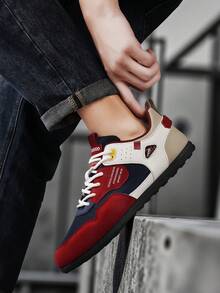 Giày thể thao nam dáng retro thoáng khí bằng lưới, thích hợp cho mùa xuân/hè, dễ dàng phối cùng quần jeans, quần nỉ, quần tây, áo hoodie và áo sơ mi thường ngày. - Trắng, xanh dương, đỏ - Xem 10