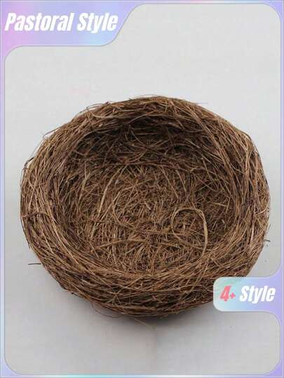 1 chiếc tổ chim giả thủ công trang trí sân vườn, tổ chim bằng cỏ nâu đan dày, tổ chim bằng mây, thích hợp cho chim cảnh hoặc vẹt, nhà chim hình hoa cóc bằng mây nâu đan thủ công, có tổ vẹt ngọc trai để nuôi và trang trí, tổ chim ban công ngoài trời, có thể sử dụng cho nhiều kích cỡ lồng chim khác nhau.
