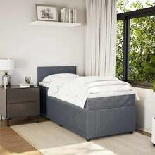 vidaXL Boxspringbett Mit Matratze Dunkelgrau 90x190 Cm Samt - Grey - View 3
