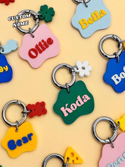 Customized Wavy Pet ID Tags, 3D Printed Pet Name Tags, Personalized Cat And Dog Name Tags With Keychains, Mini Hangers, Cute-Looking Dog Tags, And Dog Gifts