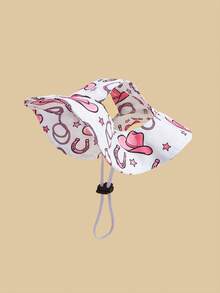 1pc Cute Polyester Anti-Wind Sun Hat With Ear Holes, Adjustable, Suitable For Small Pet Dogs To Wear Outdoors All Year Round - Multicolor - View 17