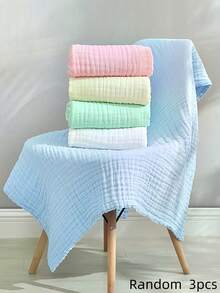 1pc/3pcs Set Soft & Cute Double-Layer Gauze Baby Blanket, Bear Print Swaddle Wrap, Also Can Be Used As Newborn Bath Towel, Children's Breathable Summer Quilt, Soft & Absorbent Gauze Swaddle Wrap, Lightweight Summer Swaddle Blanket - Multicolor - View 15